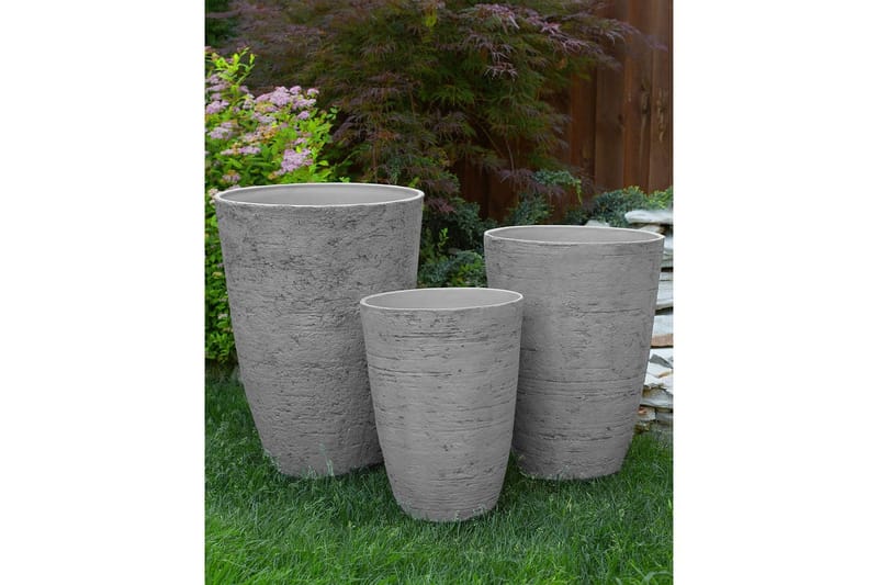 Trädgårdskruka Camia set om 2 Grå, 35x35x50 cm - Grå, 35x35x50 cm - Trädgård & spabad - Trädgårdsskötsel - Odling - Planteringskärl & blomkruka - Stor blomkruka