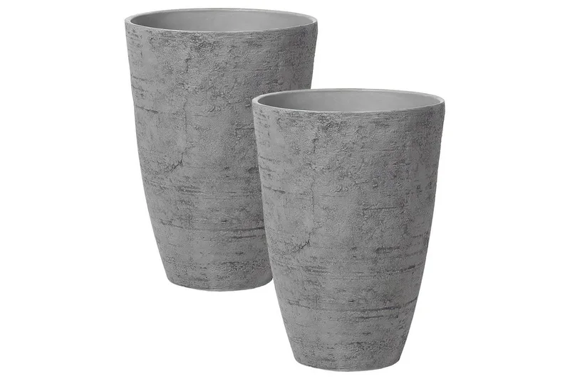 Trädgårdskruka Camia set om 2 Grå, 43x43x60 cm - Grå, 43x43x60 cm - Trädgård & spabad - Trädgårdsskötsel - Odling - Planteringskärl & blomkruka - Stor blomkruka