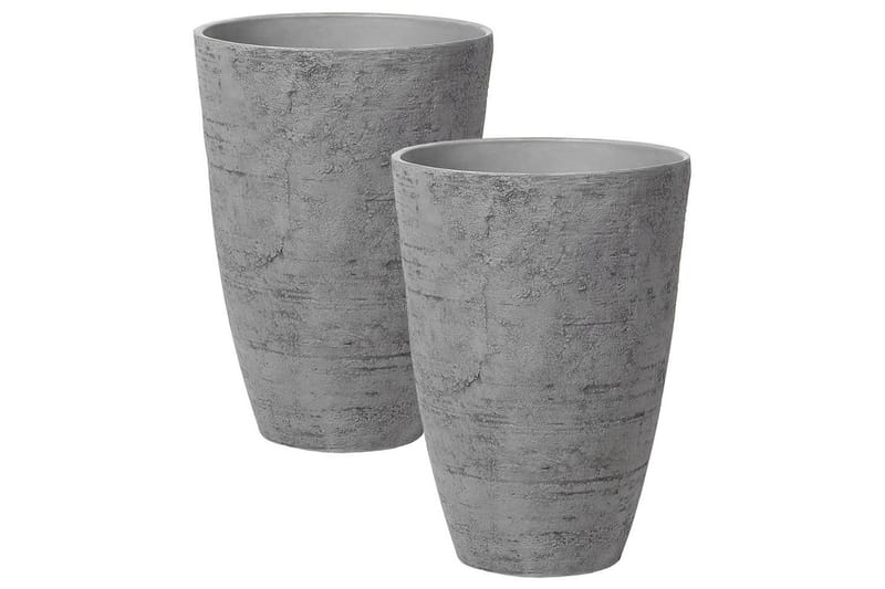 Trädgårdskruka Camia set om 2 Grå, 43x43x60 cm - Grå, 43x43x60 cm - Trädgård & spabad - Trädgårdsskötsel - Odling - Planteringskärl & blomkruka - Stor blomkruka