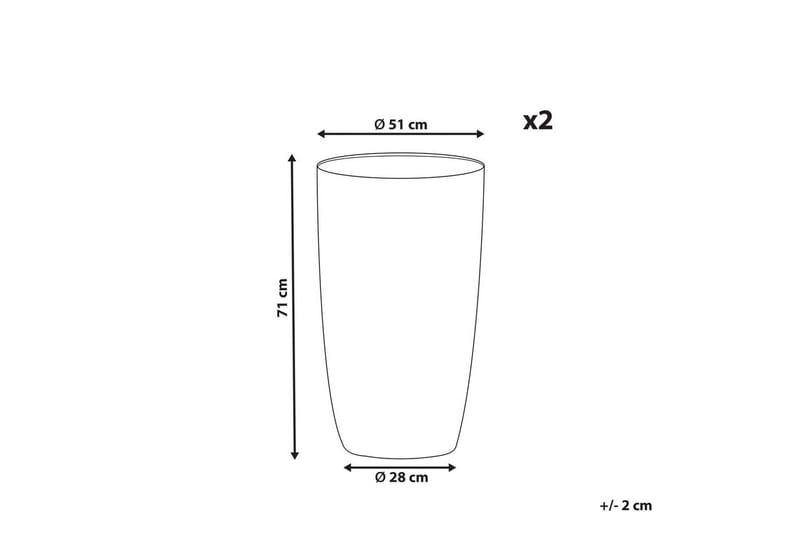 Trädgårdskruka Camia set om 2 Grå, 51x51x71 cm - Grå, 51x51x71 cm - Trädgård & spabad - Trädgårdsskötsel - Odling - Planteringskärl & blomkruka - Stor blomkruka