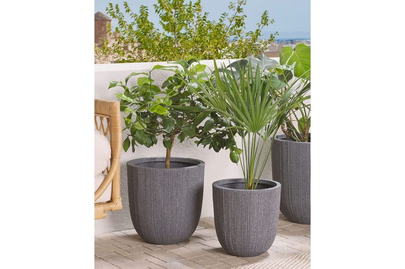 Trädgårdskruka Chios Grå, 31x31x33 cm - Grå, 31x31x33 cm - Trädgård & spabad - Trädgårdsskötsel - Odling - Planteringskärl & blomkruka - Stor blomkruka