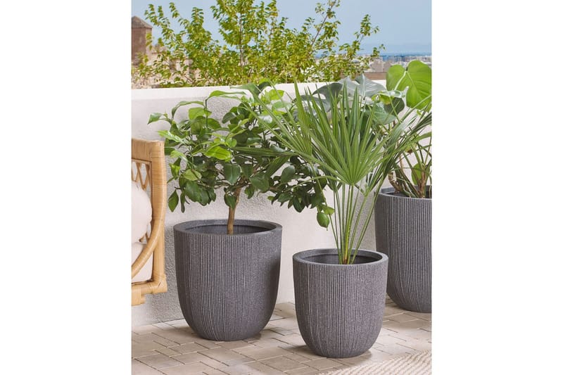 Trädgårdskruka Chios Grå, 37x37x38 cm - Grå, 37x37x38 cm - Trädgård & spabad - Trädgårdsskötsel - Odling - Planteringskärl & blomkruka - Stor blomkruka