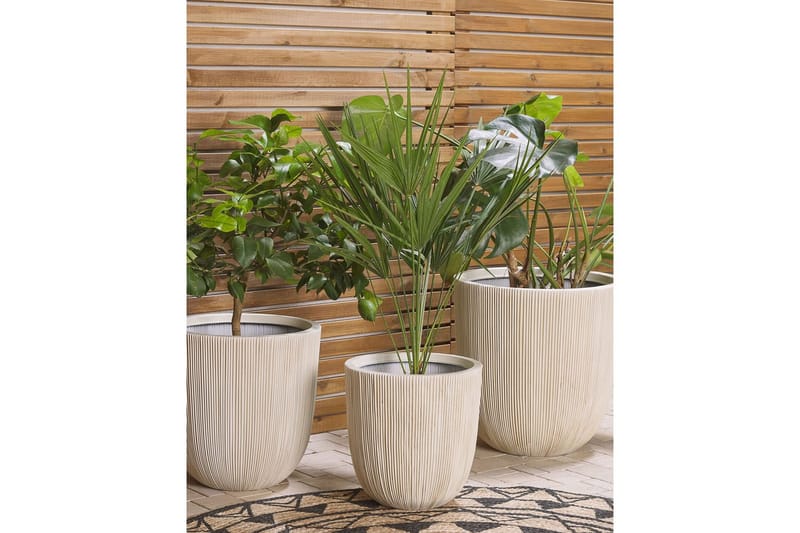 Trädgårdskruka Chios Vit/Beige, 31x31x33 cm - Vit/Beige, 31x31x33 cm - Trädgård & spabad - Trädgårdsskötsel - Odling - Planteringskärl & blomkruka - Stor blomkruka