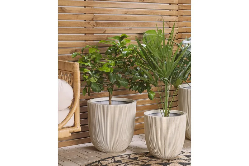 Trädgårdskruka Chios Vit/Beige, 37x37x38 cm - Vit/Beige, 37x37x38 cm - Trädgård & spabad - Trädgårdsskötsel - Odling - Planteringskärl & blomkruka - Stor blomkruka