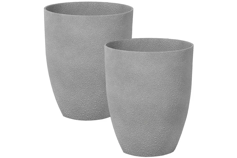 Trädgårdskruka Croton set om 2 Grå, 35x35x42 cm - Grå, 35x35x42 cm - Trädgård & spabad - Trädgårdsskötsel - Odling - Planteringskärl & blomkruka - Stor blomkruka
