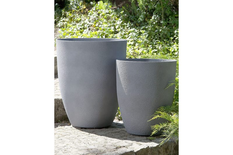 Trädgårdskruka Croton set om 2 Grå, 43x43x52 cm - Grå, 43x43x52 cm - Trädgård & spabad - Trädgårdsskötsel - Odling - Planteringskärl & blomkruka - Stor blomkruka