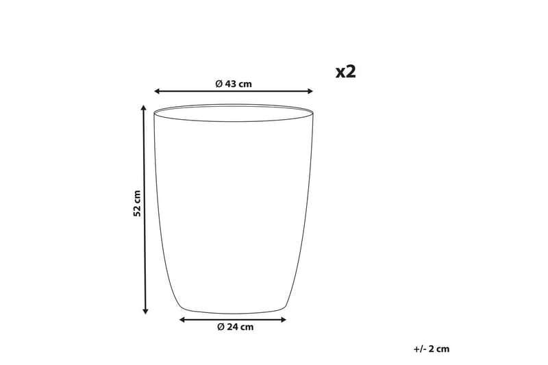 Trädgårdskruka Croton set om 2 Grå, 43x43x52 cm - Grå, 43x43x52 cm - Trädgård & spabad - Trädgårdsskötsel - Odling - Planteringskärl & blomkruka - Stor blomkruka