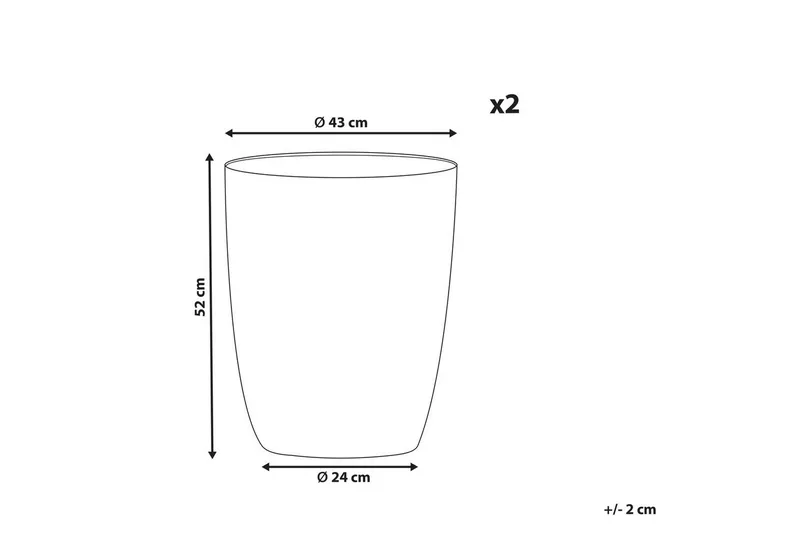 Trädgårdskruka Croton set om 2 Vit, 43x43x52 cm - Vit, 43x43x52 cm - Trädgård & spabad - Trädgårdsskötsel - Odling - Planteringskärl & blomkruka - Stor blomkruka