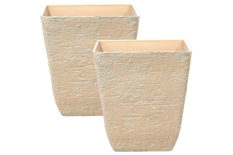 Trädgårdskruka Delos set om 2 Beige, 49x49x53 cm - Beige, 49x49x53 cm - Trädgård & spabad - Trädgårdsskötsel - Odling - Planteringskärl & blomkruka - Stor blomkruka