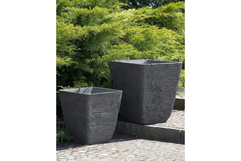 Trädgårdskruka Delos set om 2 Grå, 49x49x53 cm - Grå, 49x49x53 cm - Trädgård & spabad - Trädgårdsskötsel - Odling - Planteringskärl & blomkruka - Stor blomkruka