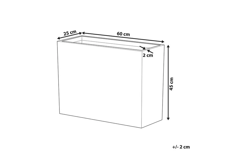 Trädgårdskruka Edessa Grå, 60x25x45 cm - Grå, 60x25x45 cm - Trädgård & spabad - Trädgårdsskötsel - Odling - Planteringskärl & blomkruka - Stor blomkruka