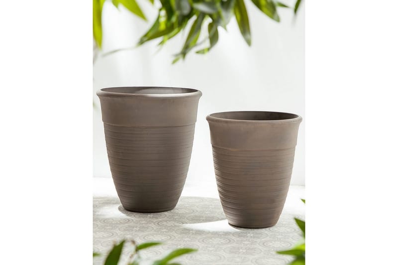 Trädgårdskruka Katalima set om 2 Brun, 43x43x49 cm - Brun, 43x43x49 cm - Trädgård & spabad - Trädgårdsskötsel - Odling - Planteringskärl & blomkruka - Stor blomkruka