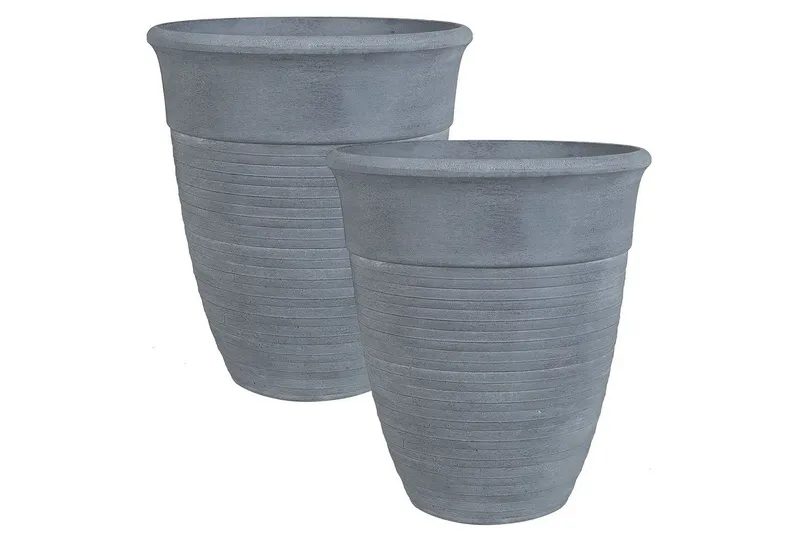 Trädgårdskruka Katalima set om 2 Grå, 43x43x49 cm, Grå, 43x43x49 cm