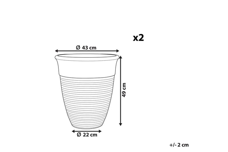 Trädgårdskruka Katalima set om 2 Grå, 43x43x49 cm - Grå, 43x43x49 cm - Trädgård & spabad - Trädgårdsskötsel - Odling - Planteringskärl & blomkruka - Stor blomkruka