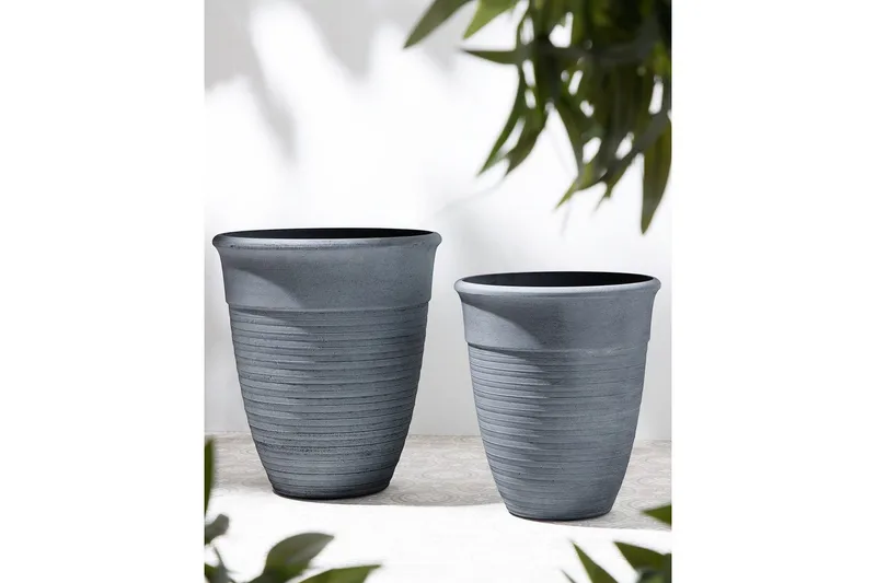 Trädgårdskruka Katalima set om 2 Grå, 50x50x58 cm - Grå, 50x50x58 cm - Trädgård & spabad - Trädgårdsskötsel - Odling - Planteringskärl & blomkruka - Stor blomkruka