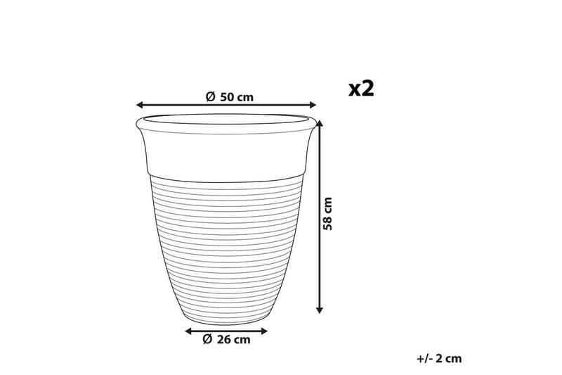 Trädgårdskruka Katalima set om 2 Grå, 50x50x58 cm - Grå, 50x50x58 cm - Trädgård & spabad - Trädgårdsskötsel - Odling - Planteringskärl & blomkruka - Stor blomkruka