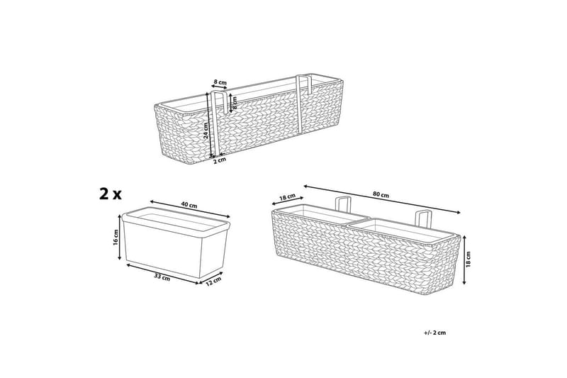 Trädgårdskruka Kawala Beige, 80x18x20 cm - Beige, 80x18x20 cm - Trädgård & spabad - Trädgårdsskötsel - Odling - Planteringskärl & blomkruka - Stor blomkruka