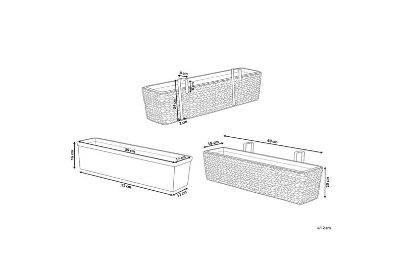 Trädgårdskruka Kawala Brun, 60x18x20 cm - Brun, 60x18x20 cm - Trädgård & spabad - Trädgårdsskötsel - Odling - Planteringskärl & blomkruka - Stor blomkruka