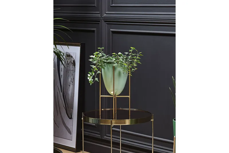 Trädgårdskruka Lefki Grön/guld, 16x16x31 cm - Grön/guld, 16x16x31 cm - Trädgård & spabad - Trädgårdsskötsel - Odling - Planteringskärl & blomkruka - Stor blomkruka