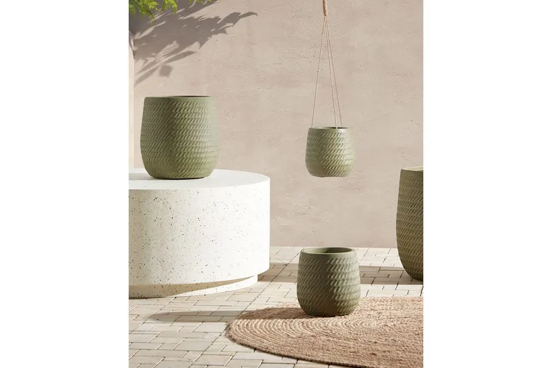 Trädgårdskruka Livadia Grön, 19x19x22 cm - Grön, 19x19x22 cm - Trädgård & spabad - Trädgårdsskötsel - Odling - Planteringskärl & blomkruka - Stor blomkruka