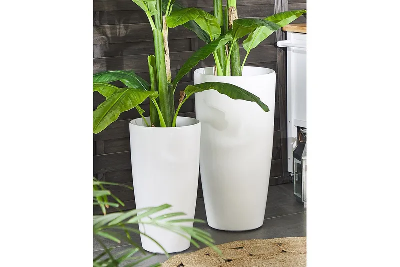 Trädgårdskruka Tseria Vit, 40x40x75 cm - Vit, 40x40x75 cm - Trädgård & spabad - Trädgårdsskötsel - Odling - Planteringskärl & blomkruka - Stor blomkruka