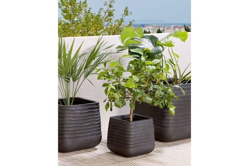 Trädgårdskruka Parikia Svart, 28x28x27 cm - Svart, 28x28x27 cm - Trädgård & spabad - Trädgårdsskötsel - Odling - Planteringskärl & blomkruka - Stor blomkruka