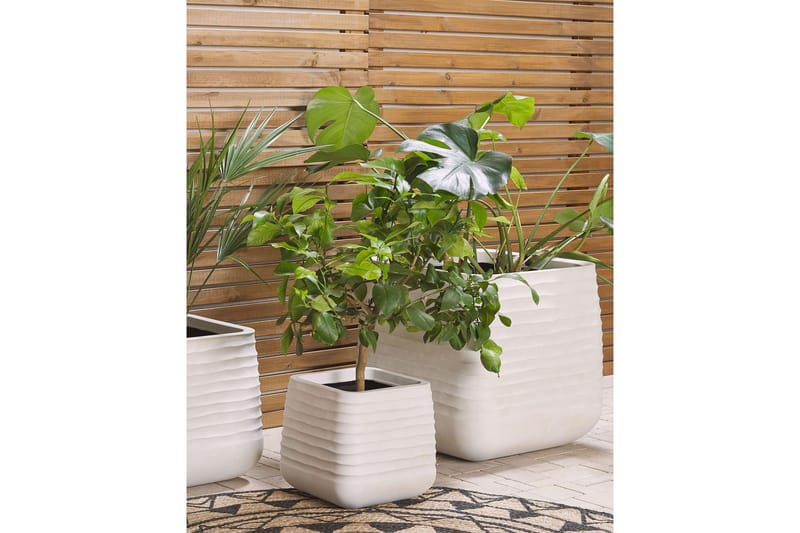 Trädgårdskruka Parikia Vit, 28x28x27 cm - Vit, 28x28x27 cm - Trädgård & spabad - Trädgårdsskötsel - Odling - Planteringskärl & blomkruka - Stor blomkruka