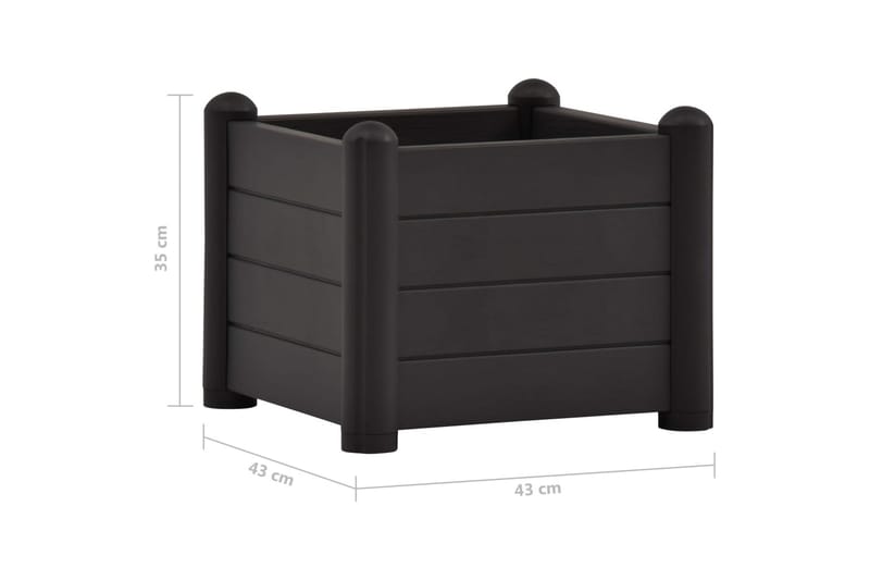 Upphöjd odlingslåda PP antracit 43x43x35 cm - Grå - Trädgård & spabad - Trädgårdsskötsel - Odling - Planteringskärl & blomkruka - Blomlåda