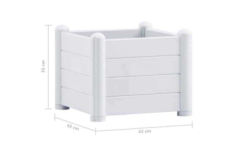 Upphöjd odlingslåda PP vit 43x43x35 cm - Vit - Trädgård & spabad - Trädgårdsskötsel - Odling - Planteringskärl & blomkruka - Blomlåda