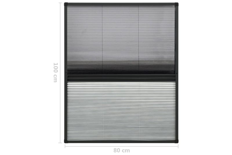 Plisserat insektsnät med jalusi för fönster 80x100 cm alumin - Grå - Friluftsutrustning - Myggnät & insektsnät - Myggskydd