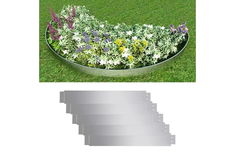 Rabattkant galvaniserat stål 100x14 cm set om 5 - Silver - Trädgård & spabad - Trädgårdsskötsel - Odling - Växtstöd - Rabattkant