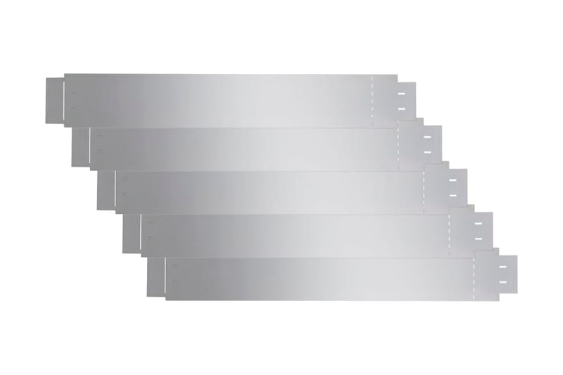 Rabattkant galvaniserat stål 100x14 cm set om 5 - Silver - Rabattkant