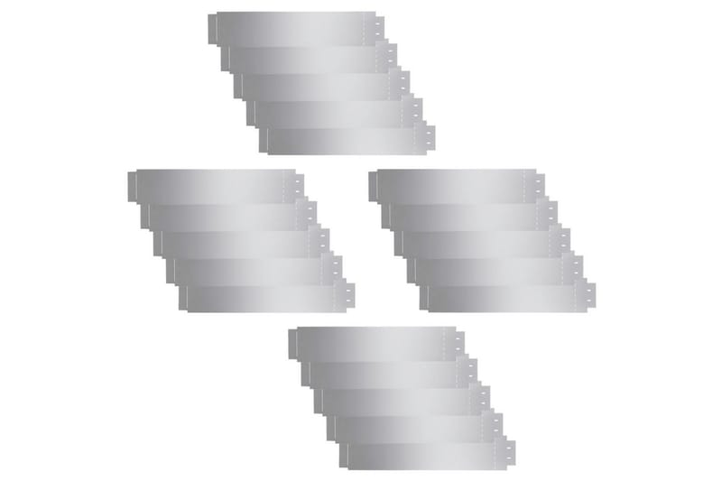 Rabattkanter 20 st galvaniserat stål 100x20 cm - Silver - Rabattkant