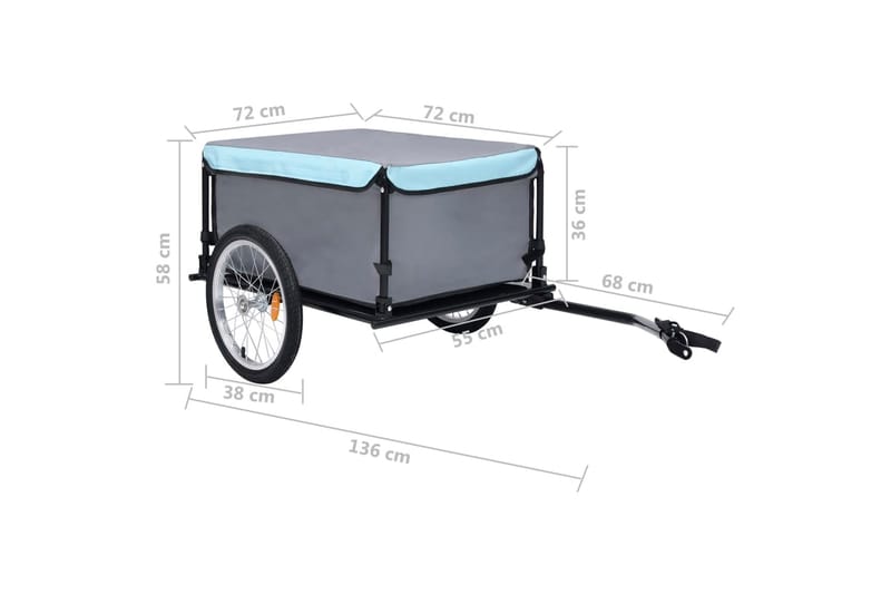 Cykelvagn svart och blå 65 kg - Blå - Cykelvagn & cykelkärra - Cykelkärra