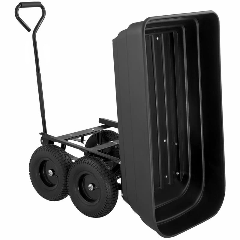 Tippbar trädgårdsvagn 125L | 350kg | Hållbar stålram | Svart, undefined