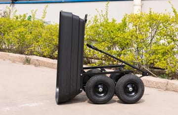 Tippbar trädgårdsvagn 125L | 350kg | Hållbar stålram | Svart - Trädgård & spabad - Trädgårdsskötsel - Trädgårdsredskap & trädgårdsverktyg - Kärra & släp - Transportvagn & trädgårdsvagn