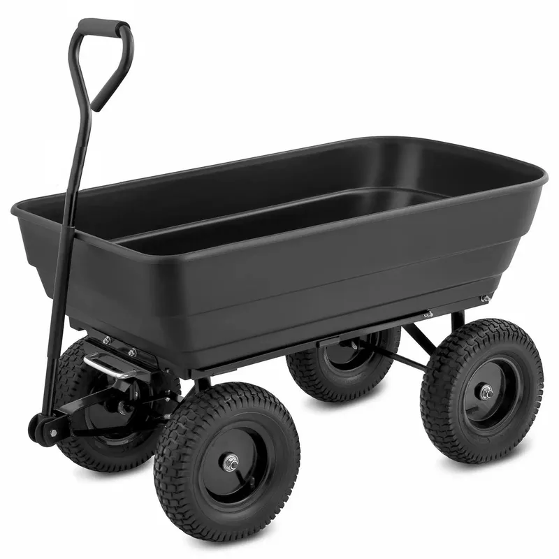 Tippbar trädgårdsvagn 125L | 350kg | Hållbar stålram | Svart - Trädgård & spabad - Trädgårdsskötsel - Trädgårdsredskap & trädgårdsverktyg - Kärra & släp - Transportvagn & trädgårdsvagn