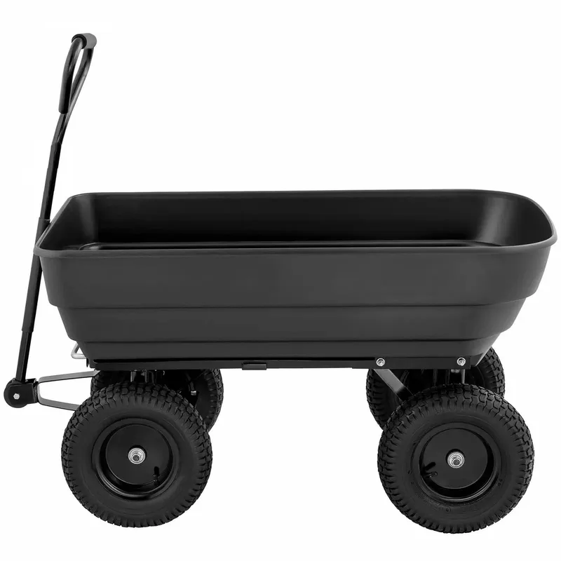 Tippbar trädgårdsvagn 125L | 350kg | Hållbar stålram | Svart - Trädgård & spabad - Trädgårdsskötsel - Trädgårdsredskap & trädgårdsverktyg - Kärra & släp - Transportvagn & trädgårdsvagn