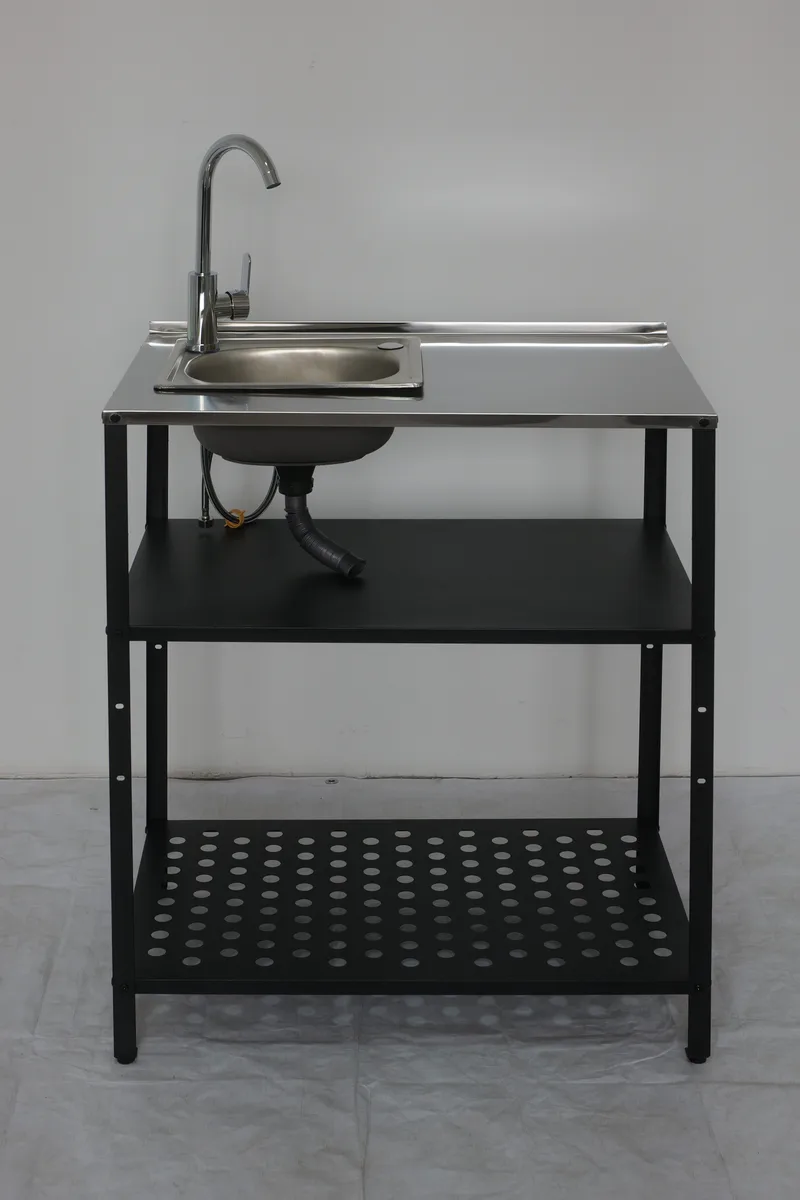 Tvättställ i galvaniserat stål med handfat & kran | Utomhus | 80×50×90 cm - Trädgård & spabad - Trädgårdsskötsel - Trädgårdsredskap & trädgårdsverktyg - Trädgårdsstäd