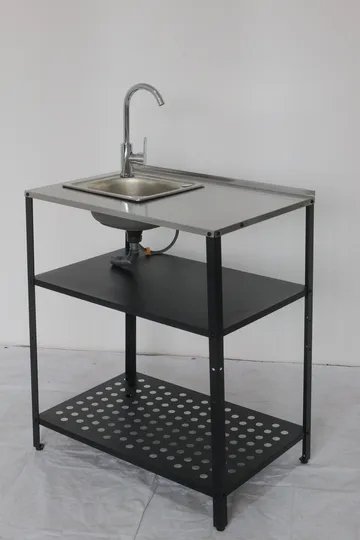 Tvättställ i galvaniserat stål med handfat & kran | Utomhus | 80×50×90 cm - Trädgård & spabad - Trädgårdsskötsel - Trädgårdsredskap & trädgårdsverktyg - Trädgårdsstäd