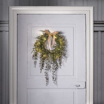 Barr Krans med belysning 35 cm - grön med naturfärgad rosett - Trädgård & spabad - Trädgårdsskötsel - Växter & plantor - Prydnadsväxter - Dörrkransar