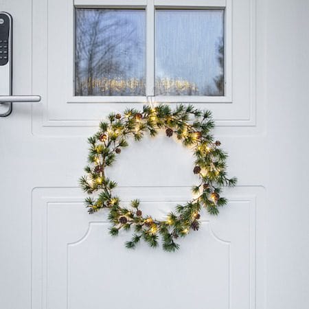 Larix Krans med belysning 40 cm - grön med bruna kottar - Trädgård & spabad - Trädgårdsskötsel - Växter & plantor - Prydnadsväxter - Dörrkransar