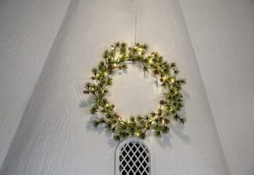 Larix Krans med belysning 40 cm - grön med bruna kottar - Trädgård & spabad - Trädgårdsskötsel - Växter & plantor - Prydnadsväxter - Dörrkransar