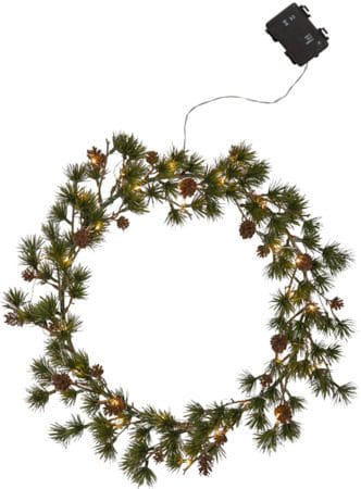 Larix Krans med belysning 40 cm - grön med bruna kottar - Trädgård & spabad - Trädgårdsskötsel - Växter & plantor - Prydnadsväxter - Dörrkransar