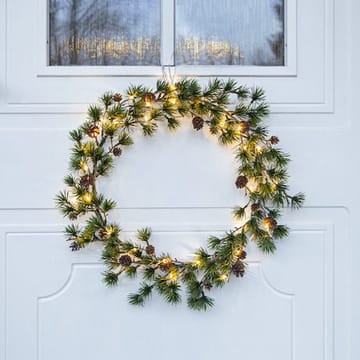 Larix Krans med belysning 40 cm - grön med bruna kottar - Trädgård & spabad - Trädgårdsskötsel - Växter & plantor - Prydnadsväxter - Dörrkransar