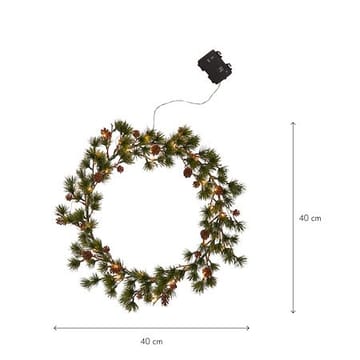 Larix Krans med belysning 40 cm - grön med bruna kottar - Trädgård & spabad - Trädgårdsskötsel - Växter & plantor - Prydnadsväxter - Dörrkransar