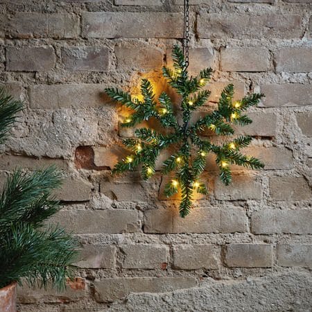 Snowflake Krans med belysning 40 cm - Grön - Trädgård & spabad - Trädgårdsskötsel - Växter & plantor - Prydnadsväxter - Dörrkransar