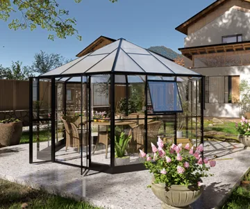 Gazebo 12,7m² | Stort premiumväxthus| Stormgaranti | 4 mm säkerhetsglas - Trädgård & spabad - Trädgårdsskötsel - Växthus