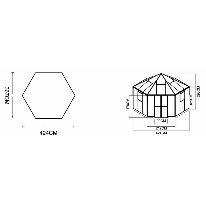 Gazebo 12,7m² | Stort premiumväxthus| Stormgaranti | 4 mm säkerhetsglas - Trädgård & spabad - Trädgårdsskötsel - Växthus