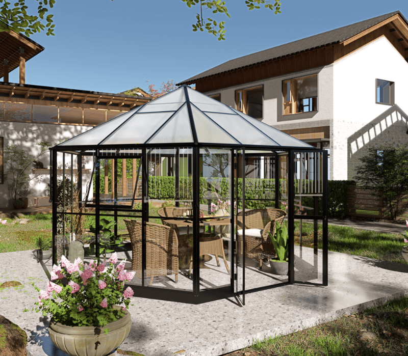 Gazebo 12,7m² | Stort premiumväxthus| Stormgaranti | 4 mm säkerhetsglas - Trädgård & spabad - Trädgårdsskötsel - Växthus